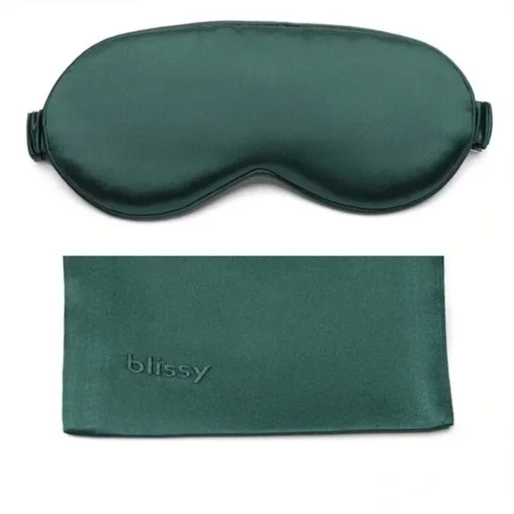 Blissy Emerald Silk Sleep Mask - Picture 2 of 5